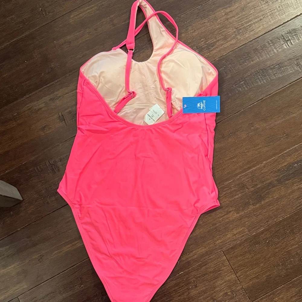 Cupshe One-Shoulder Hot Pink Swimsuit